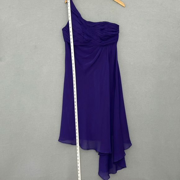 Davids Bridal Womens Dress 12 Regency Purple‎ Crinkle Chiffon One Shoulder Party - Picture 9 of 16